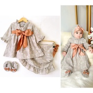 DAHYUN GAMIS dress baju sepatu + kerudung pakaian anak bayi perempuan cewek lucu murah terlaris cod 