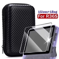 4 IN 1 Case+Glass for R36S Game Console Travel Carrying Storage Bag & Screen Protectors Tempered Gla