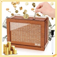 Wood Money Box Handmade Reusable Piggy Bank with Saving Goals Counter Wooden Coin Storage