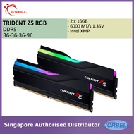 G.SKILL DDR5 TRIDENT Z5 RGB RAM DUAL CHANNEL 6000MHZ | 1.35V | 4800 MT/s | [2x16GB 36-36-36-96] | (BLACK)