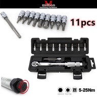 11pcss 1/4" Torque Wrench 5-25Nm Bicycle Bike Torque Wrench Allen Key Tool Socket Set Kit