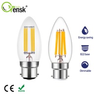 LED B22 C35 Candle Filament Vintage 6W Warm 2700K/Daylight 6000K Dimmable Chandelier Glass Edison Bu