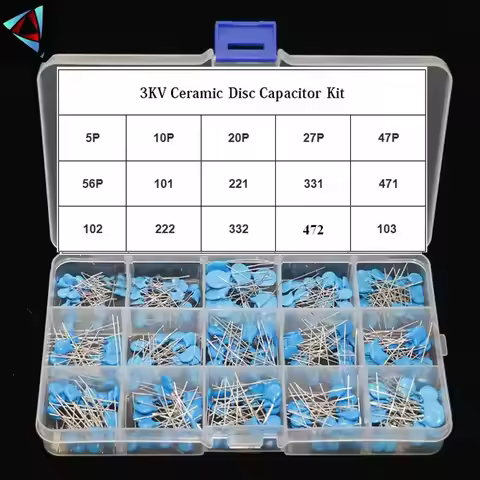 150Pcs/Box 15Value 3KV Ceramic Disc Capacitor 5P 10P 22P 47P 56P 100P 150P 220P 330P 470P 102 222 33