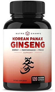 [USA]_NutraChamps Korean Red Panax Ginseng 1000mg - 120 Vegan Capsules Extra Strength Root Extract P