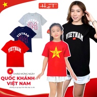 T-shirts for boys and girls, family shirts, Vietnam Red Flag Yellow Star group H&T, 4-way cotton ela