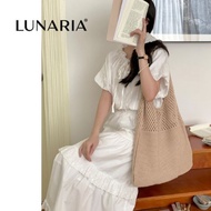 LUNARIA Knited Shoulder Bag Crochet Mesh Tote Bag Light weight Hangbag women murah Beg travel tangan