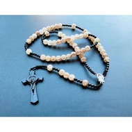 R96 ROSARY CROSS CROSS PEARL CRYSTAL GLASS JADE PREMIUM 8MM CATHOLIC