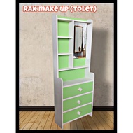 TOLET BJK LEMARI KOSMETIK MULTIFUNGSI WARNA PASTEL DENGAN RAK KACA DAN PENYIMPANAN SERBAGUNA