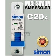 (READ DESCRIPTION) MCB 1P 20 Amp 6 KA SIMON SMB65C-63C20