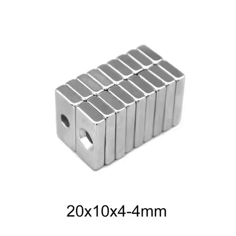 20x10x4-4 Strong Quadrate Magnet Hole 4mm For Home Refrigerators, Offices DIY 20x10x4-4mm Block Magn