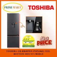 TOSHIBA GR-RB405WE-PMX(06S) 322L 2 DOOR BOTTOM MOUNTED FRIDGE WITH WATER DISPENSER (3 TICKS) +  2 YE