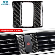 OPENMALL Car Interior Warning Lamp Button Trim Cover Accessories Carbon Fiber Style For Mazda 3 Axela 2013 - 2018 P8R4