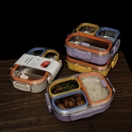 304 Stainless Steel Lunch Box Microwaveable Heating Lunch Box Sealed Compartments Three Compartments