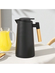 1pc 1000ML/33.8oz Nordic Style Vacuum Bottle With Button, Heat-Resistant Glass Liner, Coffee Pot Bac