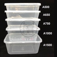 A500 A650 A750 A1000 A1500 (5pcs) Microwave Reheating Plastic Rectangular Food Container With Lid | 