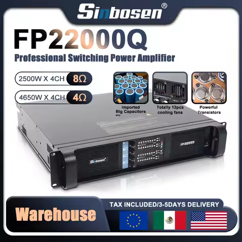 Local Delivery FP22000Q 4 Channel 18/21 inch Subwoofer Amplifier Super Bass Dj Audio Outdoor Show Pr