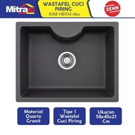 Wastafel Granite Zehn+ 1 Kolom Abu 58x45x21cm 8358 HB104 - Single Sink Gray - Magicstore9