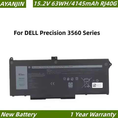 RJ40G 15.2V 63Wh Laptop Battery For Dell Latitude 5520 5420 Precision 3560 Series P104F P137G 01K2CF