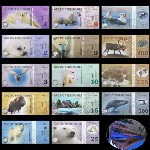 Arctic Commemorative Banknote Complete Set of 14 Different Denominations 1 2 3 5 6 8 9 10 15 25 50 1