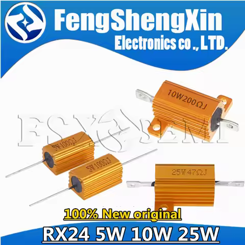 1PCS RX24 5W 10W 25W Aluminum Power Metal Shell Case Wirewound Resistor 0.01 ~ 30K 1 2 3 5 6 8 10 20