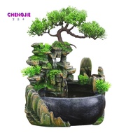 EU Plug,Indoor Simulation Resin Rockery Waterscape Feng Shui Water Fountain Home Desktop Decoration Crafts