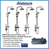 Arino T-5228A-3 Rain Shower Mixer with Hand Held Shower and Bidet Spray Set (Chrome, Matt Black, Gun Metal  &amp; Rose Gold)