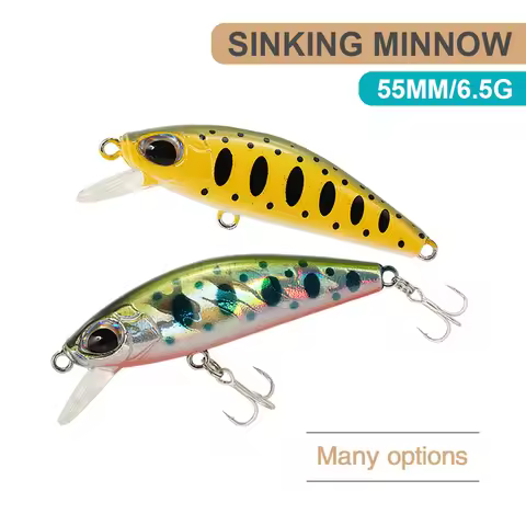 5.5cm 6.5g Fishing Lures Slow Sinking Minnow Wobbler Long Casting Artificial Hard Bait Trolling Jerk