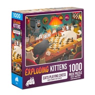 Exploding Kittens 1000 Piece Jigsaw Puzzle - Cats Playing Chess, Jigsaw Puzzles for Adults, Cat Puzz