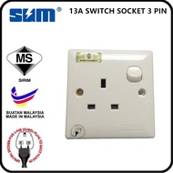 | SUM Sirim 13a Switch Socket 3 Pin 250v Switched Socket Outlet Wall Socket Outlet Plug / Sirim Approved
