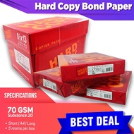 HARD COPY BOND PAPER 70GSM SHORT,A4,LONG (5reem in 1box)