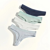 Dalam Wanita Set 4 Keping Thong Selesa Seksi Warna Pepejal M-XXL Saiz Q3RR X9YY