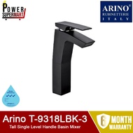 ARINO Premium Black Series TALL Single Level Handle Basin Mixer Tap. Arino T-9318LBK. WELS: 3 Ticks. Consumes: 1.7 l/m