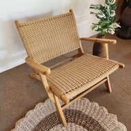 เก้าอี้ไม้สัก เก้าอี้ผ่อนคลาย ผสมงานเชือกถักมาคาเม่ กว้าง 75 x สูง 71 x ลึก 80 cm. รับน้ำหนักได้เยอะ