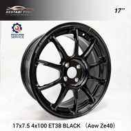 【Installation Available】AOW ZE40 FLOW FORMING 17 INCH 17X7.5 4X100 ET38 BLACK READY STOCK SPORT RIM
