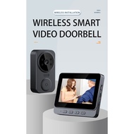 Wireless doorbell with camera and intercom Video Doorbell with screen for home Night Version Two-Way Speaking Video Door Ring Long Distance 4.3 inches No need