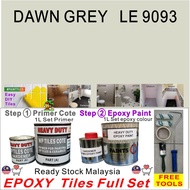 LE9093 D GREY ( FULL SET EPOXY PAINT TILES WALL & FLOOR ) ( 1L PRIMER + 1L EPOXY + FREE 4" ROLLER  S