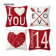 [Shiwaki] 4Pcs Valentines Day Pillow Covers with Love Heart for Car Wedding Decoration B