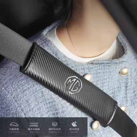 2Pcs Car Seat Belt Shoulder Covers Suede Carbon Fiber For MG Morris Garages 6 3 5 7 TF ZR ZS HS GS G