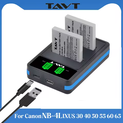 TAVT NB-4L NB4L Battery+LED USB Dual Charger for Canon IXUS 30 40 50 55 60 65 80 75 100 110 115 120 