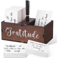 Clabby Gratitude Jar Termasuk 200 Kad, 1 Pen, 1 Kotak Kayu Blessing Jar, Kit Kad Nota Syukur dan Pen