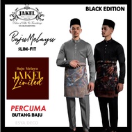 (SET BLACK) JAKEL LIMITED Baju Melayu Jakel Asad Motawh by JAKEL Cekak Musang Baju Raya 2024 Slim Fi