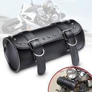 Black Motorcycle Scooter Tool Pouch Luggage Handle Bar Bag Round Barrel Storage