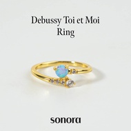 Sonora Debussy Toi et Moi Ring, Con Amore Collection, 18K Gold Plated 925 Sterling Silver