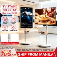 Biaerdi Universal 10-42 Inch TV Stand Rolling Cart with Wheels Swivel Adjustable Monitor Display