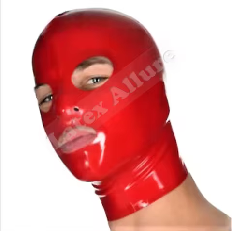 Hot Latex Fetish Hood Mask Rubber Hood Fetish Open Eye and Mount with Back Zipper Cosplay Costumes