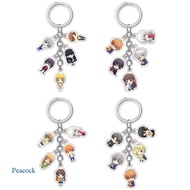 Peacock Fruits Basket Keychain Cute Double Sided Key Chain Pendant Acrylic Anime Accessories Cartoon