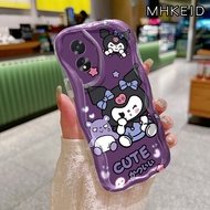 MHKEID Casing Hp OPPO A18 OPPO A38 OPPO A2x 5G Case Pola Kuromi yang lucu transparan Silikon Softcas