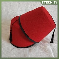 ETERNITY Round Felt Fez Cap Breathable Red Color Fez Hat Moroccan Hat Cosplay Turkish sels Cap Festi