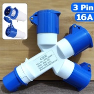 3-Way Power Plug 2P+E 16A Waterproof IP44 (Male And Female Plug) 3-Way Three-Way
