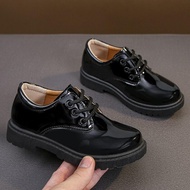 Spring Boy Leather School Shoes Black Glossy UK Uniform Casual for Host Kids Classic